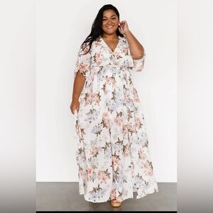 Baltic Born Kia Kimono Maxi Dress- White Floral